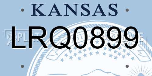 LRQ0899 Kansas License Plate