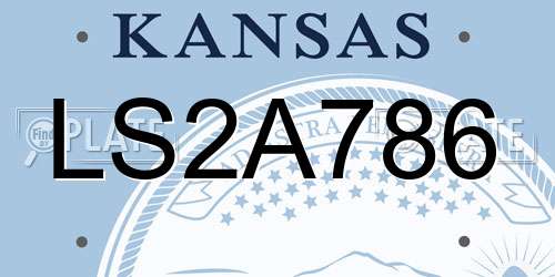 LS2A786 Kansas License Plate