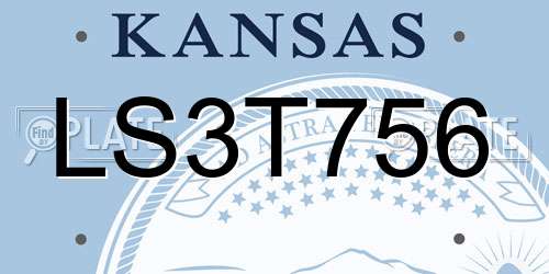 LS3T756 Kansas License Plate