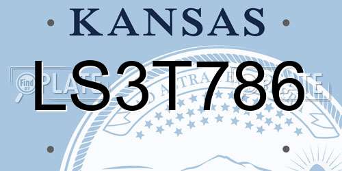 LS3T786 Kansas License Plate
