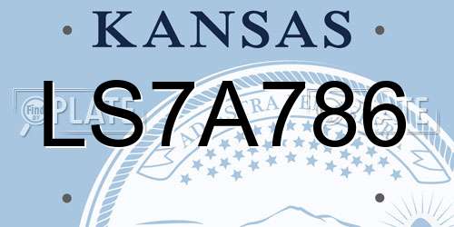 LS7A786 Kansas License Plate
