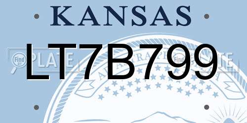 LT7B799 Kansas License Plate