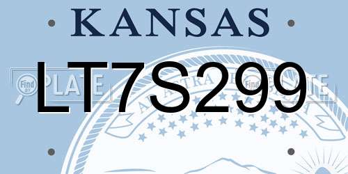 LT7S299 Kansas License Plate