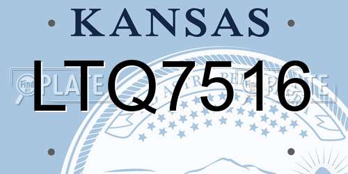 LTQ7516 Kansas License Plate