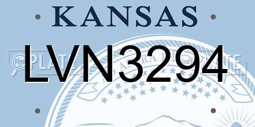 LVN3294 Kansas License Plate