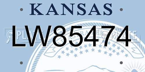 LW85474 Kansas License Plate