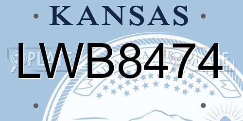 LWB8474 Kansas License Plate