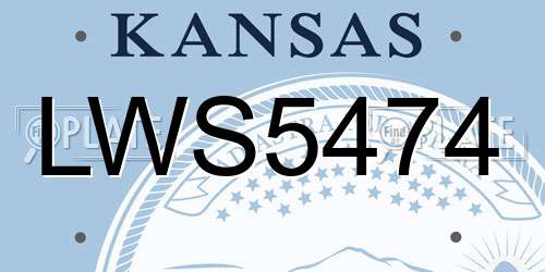 LWS5474 Kansas License Plate