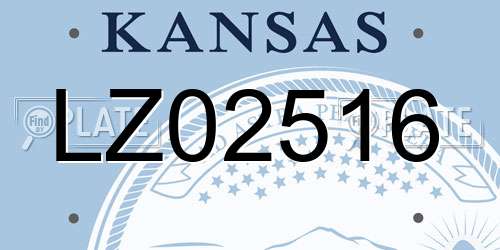 LZ02516 Kansas License Plate