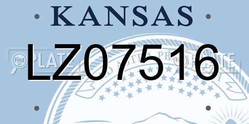 LZ07516 Kansas License Plate
