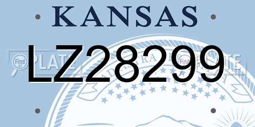 LZ28299 Kansas License Plate