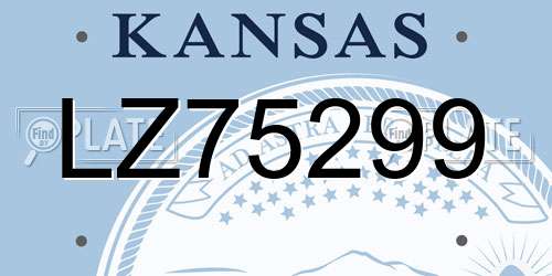 LZ75299 Kansas License Plate
