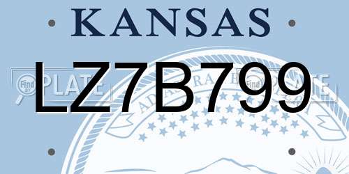 LZ7B799 Kansas License Plate