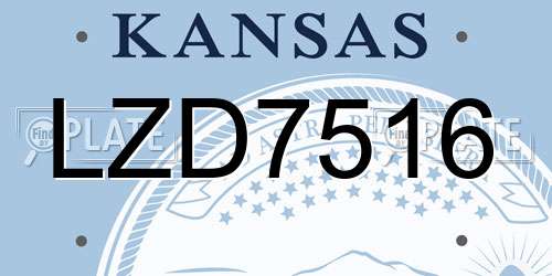 LZD7516 Kansas License Plate