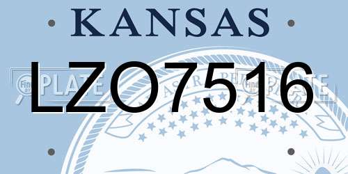 LZO7516 Kansas License Plate