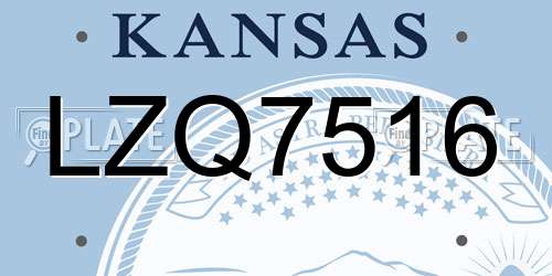 LZQ7516 Kansas License Plate