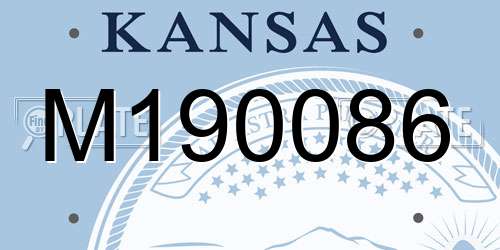 M190086 Kansas License Plate