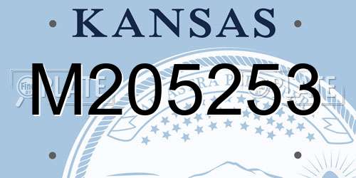 M205253 Kansas License Plate