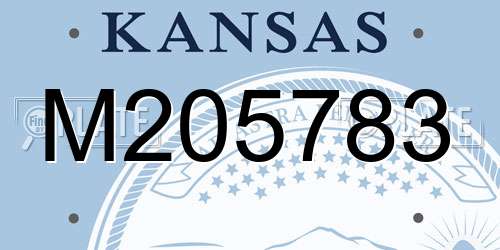 M205783 Kansas License Plate