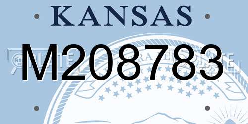 M208783 Kansas License Plate