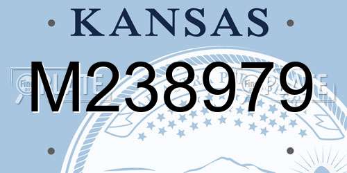M238979 Kansas License Plate