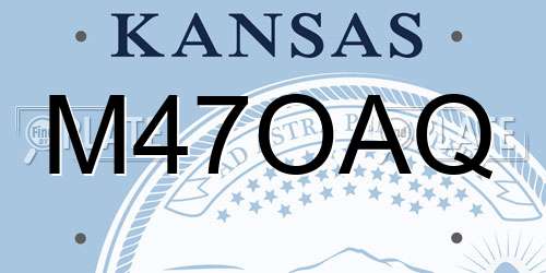 M47OAQ Kansas License Plate