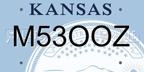 M53OOZ Kansas License Plate