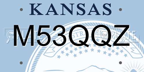 M53QQZ Kansas License Plate