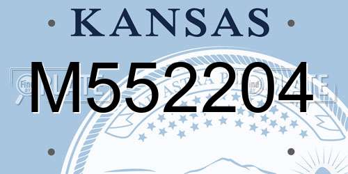 M552204 Kansas License Plate