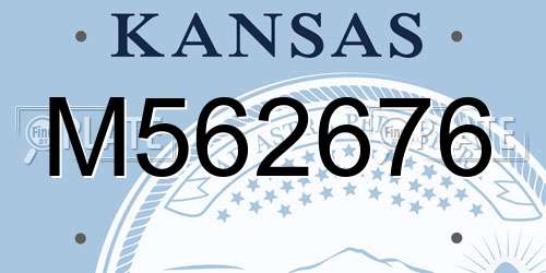 M562676 Kansas License Plate