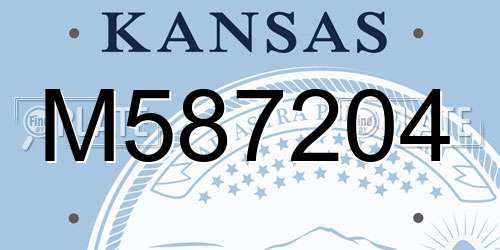 M587204 Kansas License Plate