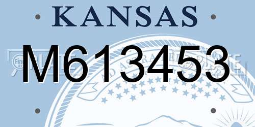 M613453 Kansas License Plate
