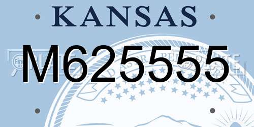 M625555 Kansas License Plate