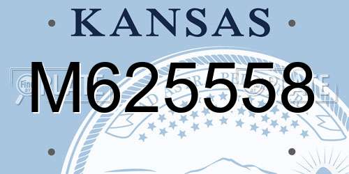 M625558 Kansas License Plate