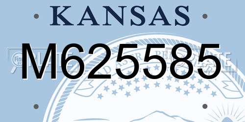 M625585 Kansas License Plate