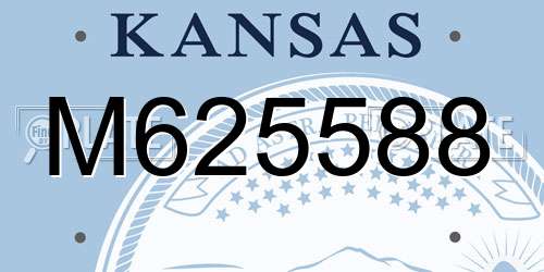 M625588 Kansas License Plate