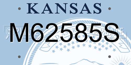 M62585S Kansas License Plate
