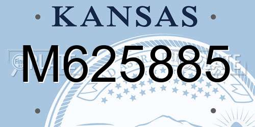 M625885 Kansas License Plate