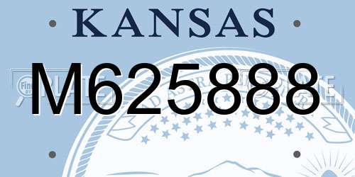 M625888 Kansas License Plate