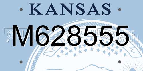 M628555 Kansas License Plate