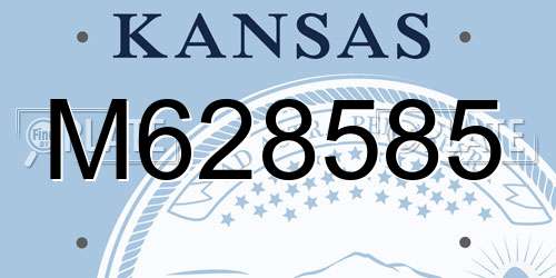 M628585 Kansas License Plate