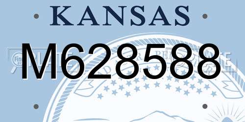 M628588 Kansas License Plate