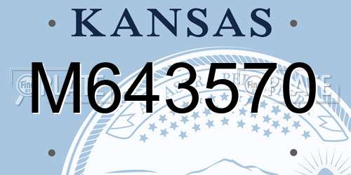 M643570 Kansas License Plate