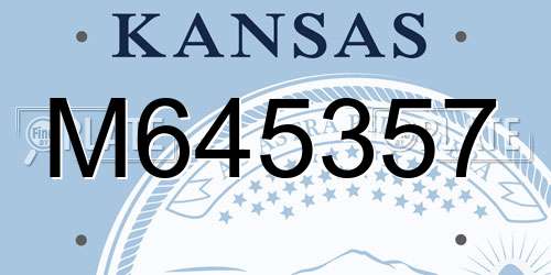 M645357 Kansas License Plate