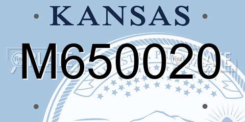 M650020 Kansas License Plate