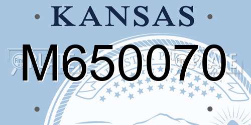 M650070 Kansas License Plate