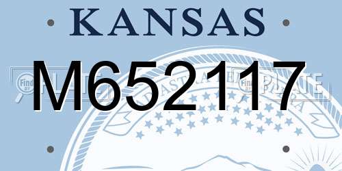 M652117 Kansas License Plate