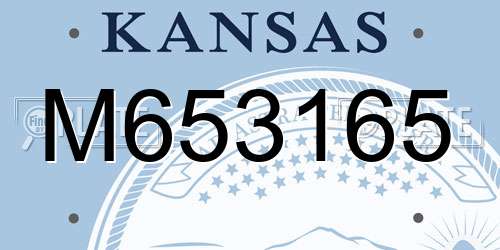 M653165 Kansas License Plate