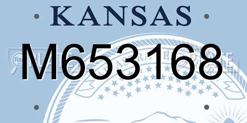 M653168 Kansas License Plate
