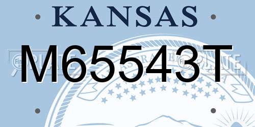 M65543T Kansas License Plate